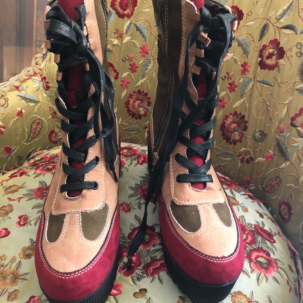 A pair of colorful womens boots